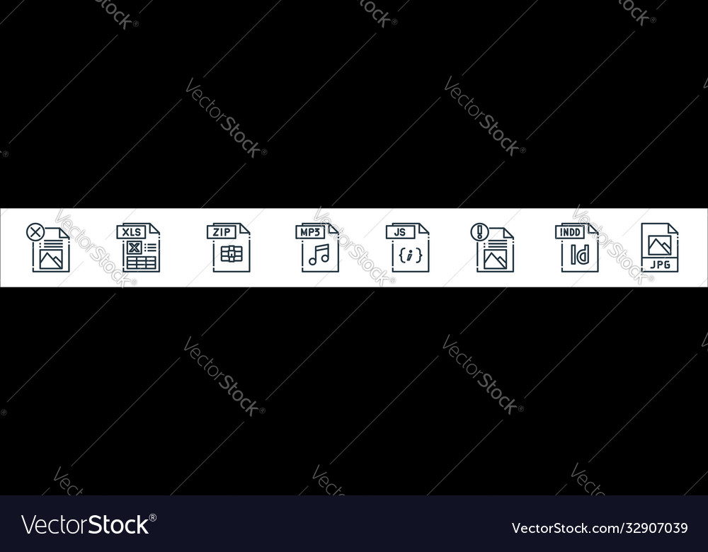 File type line icons linear set quality