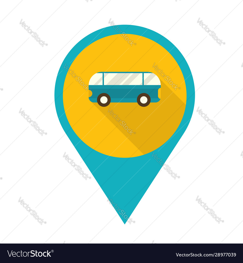 Flat design map marker with bus