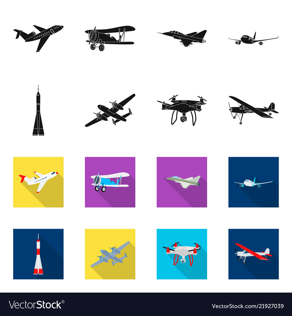 Isoliertes Objekt von Flugzeug- und Transportzeichensatz