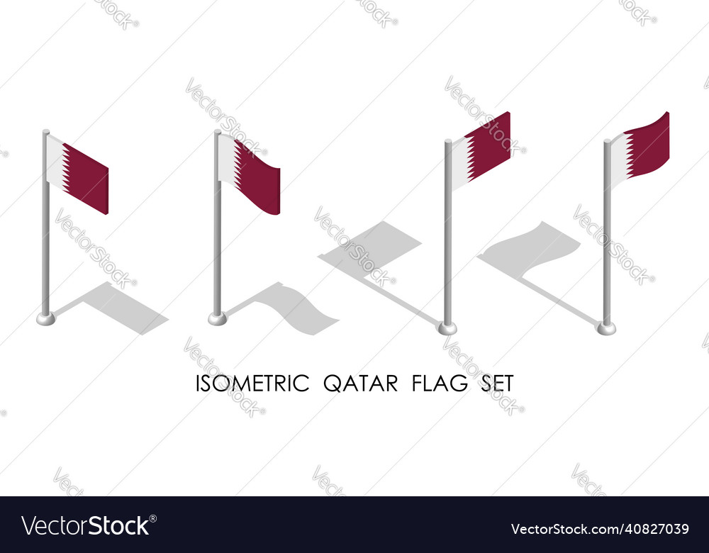 Isometric flag of qatar in static position
