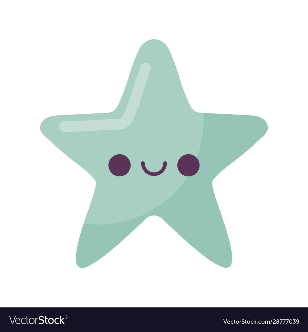 Kawaii blue star cartoon design Royalty Free Vector Image