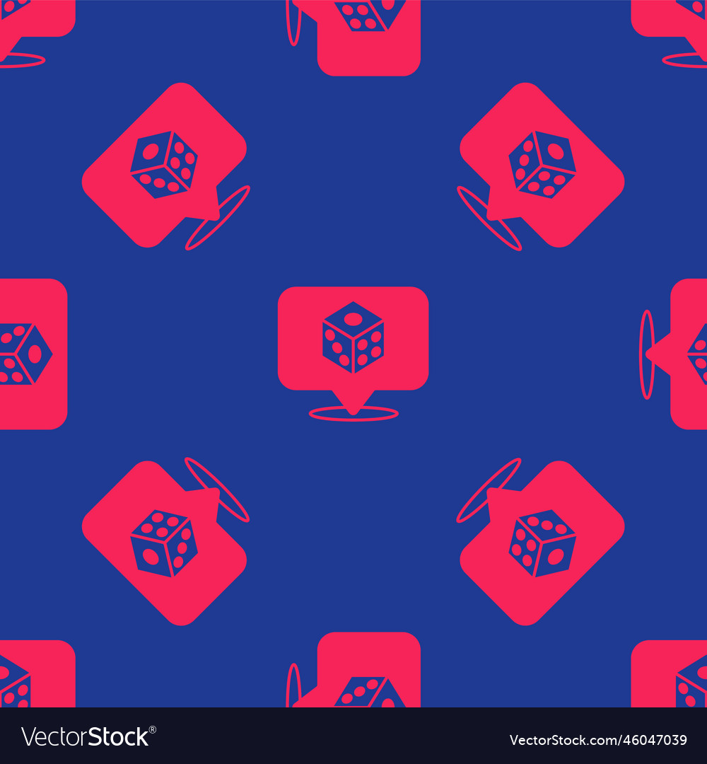 Red game dice icon isolated seamless pattern