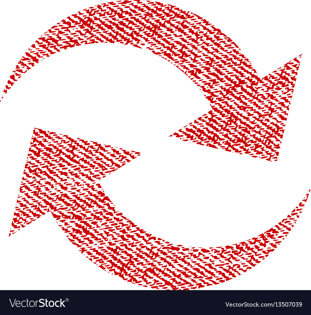 Refresh arrows fabric textured icon vector image Refresh arrows fabric textured icon