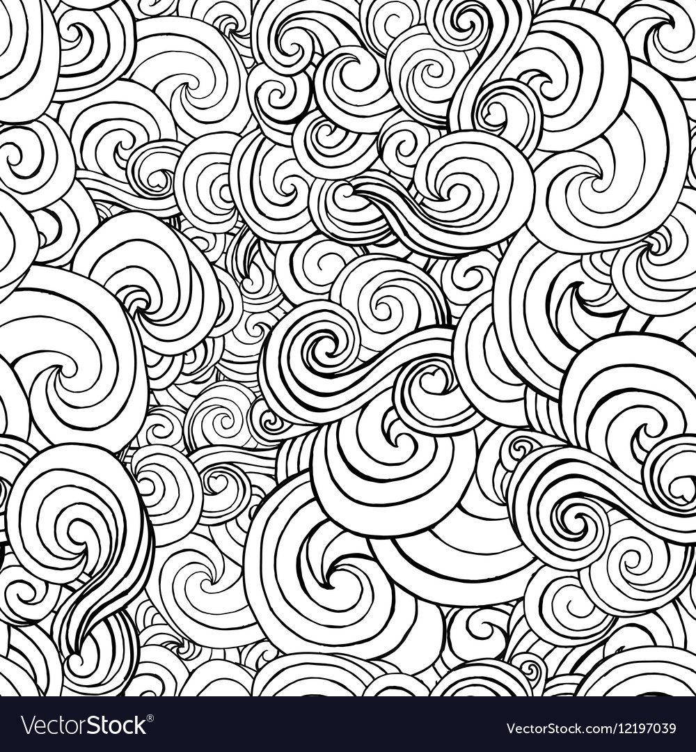 Seamless pattern with black and white stylized