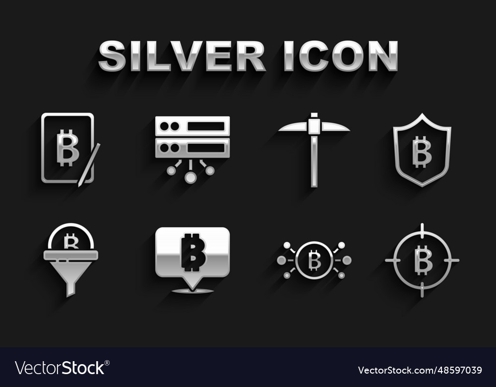 Set bitcoin shield with the target vector image Set bitcoin shield with the target