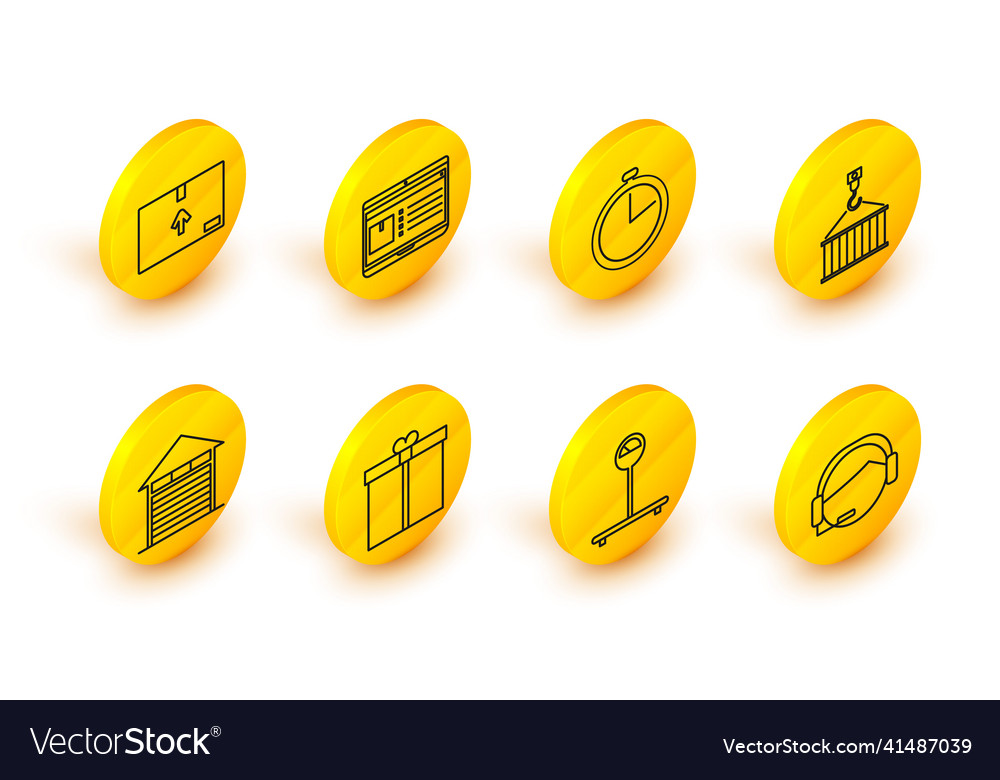 Set line support operator in touch scale gift vector image Set line support operator in touch scale gift