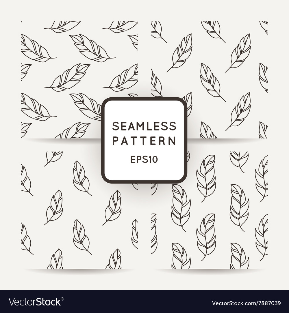 Set of seamless pattern feathers doodle