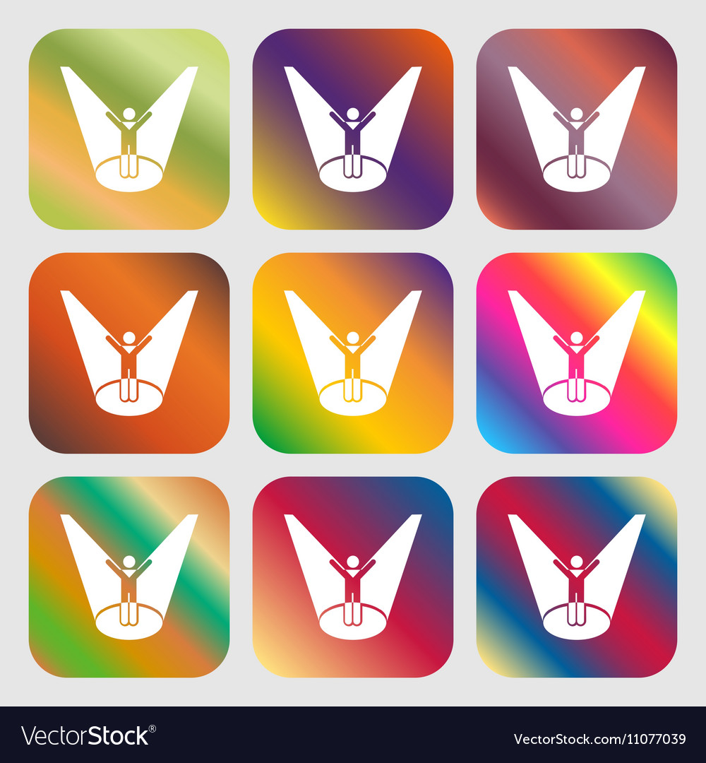 Spotlight icon nine buttons with bright gradients