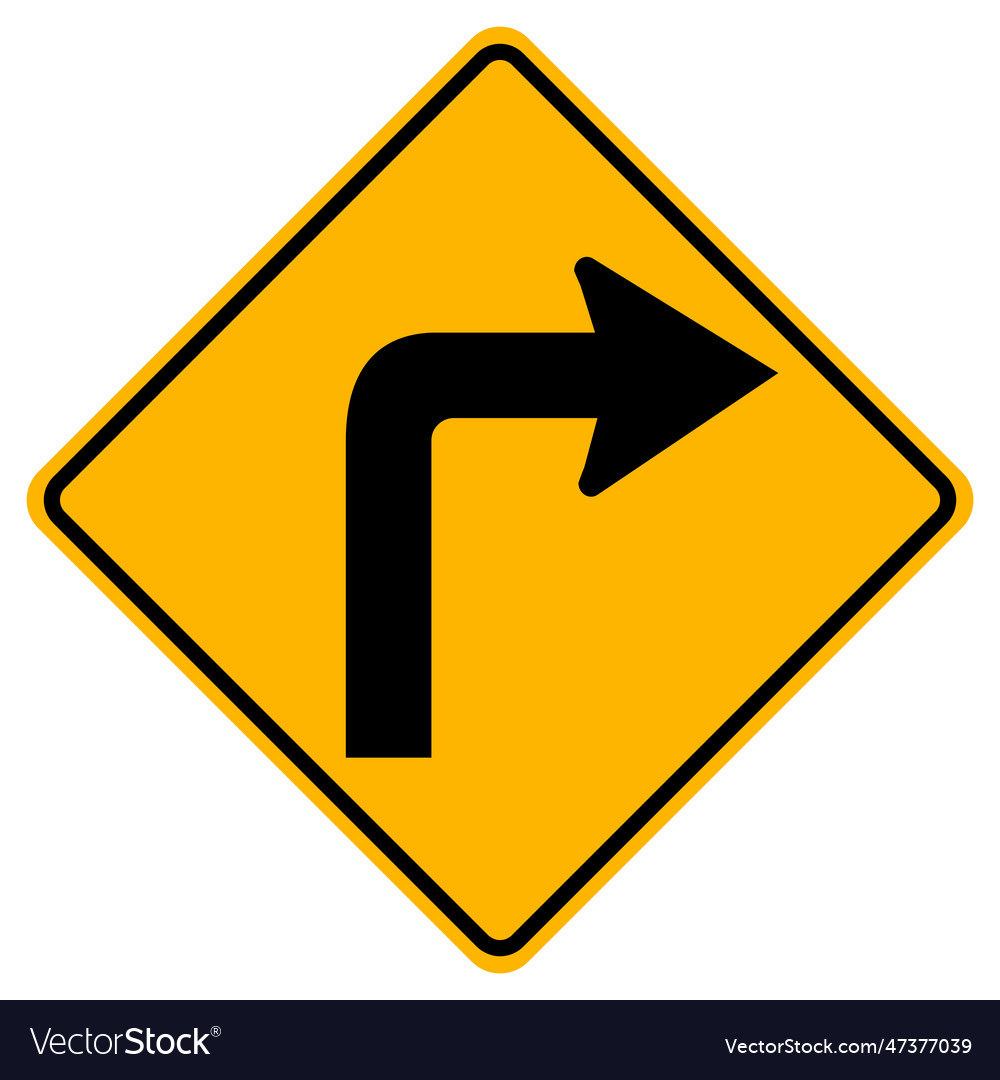 Warning signs sharp curve to right on white Vector Image