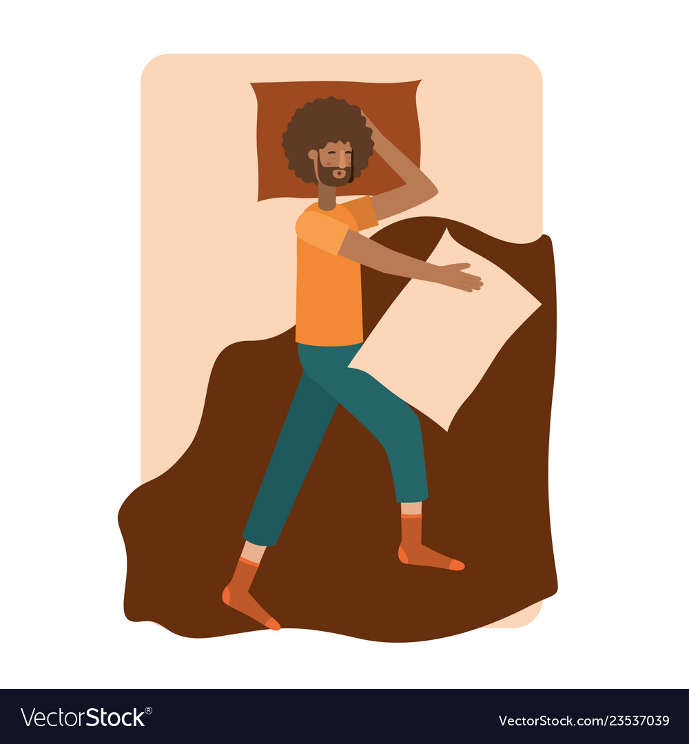 Young man afro in bed avatar character