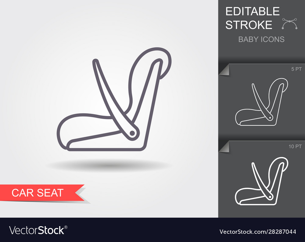 Baby car seat line icon with editable stroke