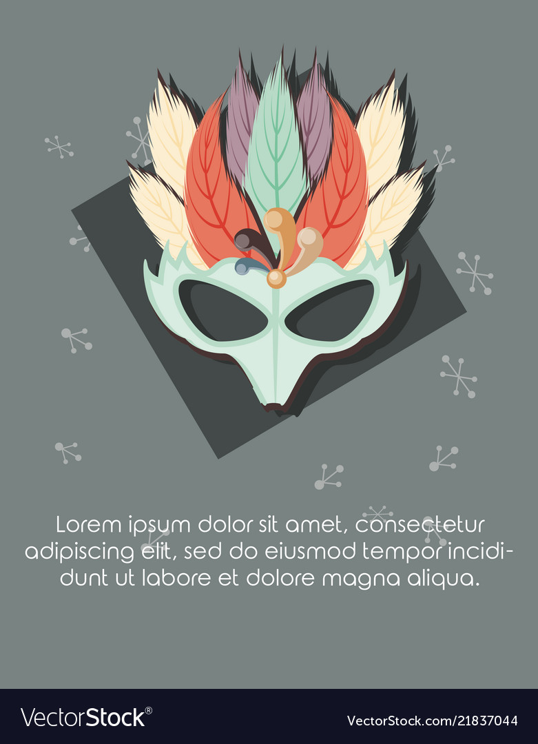 Carnival Mask With Feathers Decoration Retro Style
