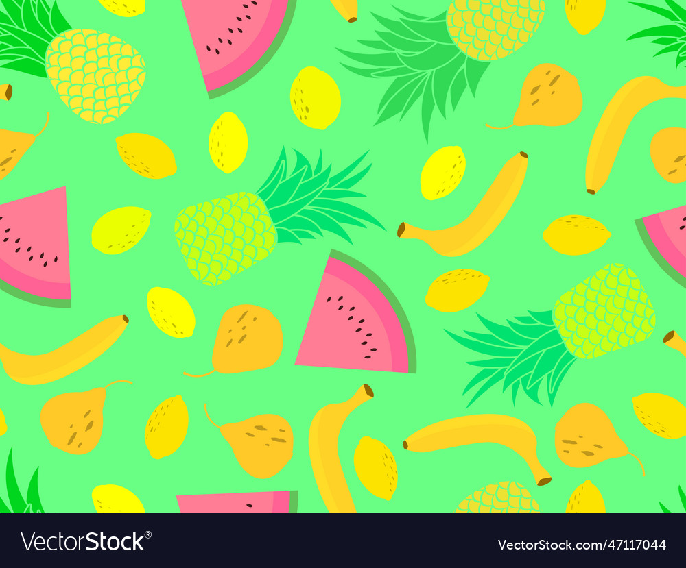 Fruity seamless pattern with pineapple lemon Vector Image Fruity seamless pattern with pineapple lemon