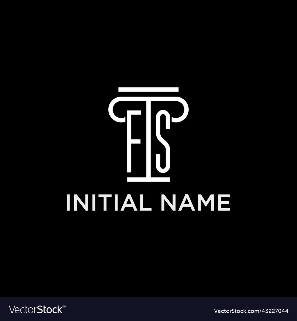 Fs monogram initial logo with pillar shape icon