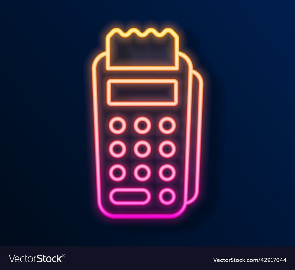Glowing neon line pos terminal with inserted