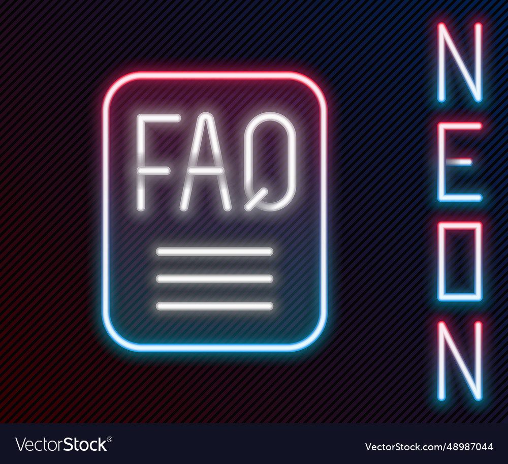 Glowing neon line speech bubble with text faq vector image Glowing neon line speech bubble with text faq