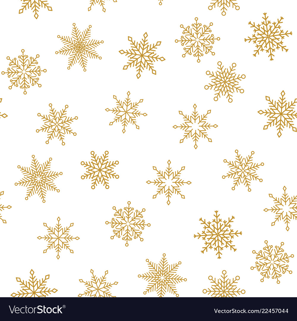 Golden snowflake simple seamless pattern vector image Golden snowflake simple seamless pattern