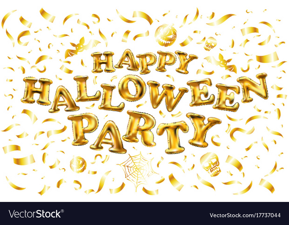 Happy halloween gold glitter balloon lettering