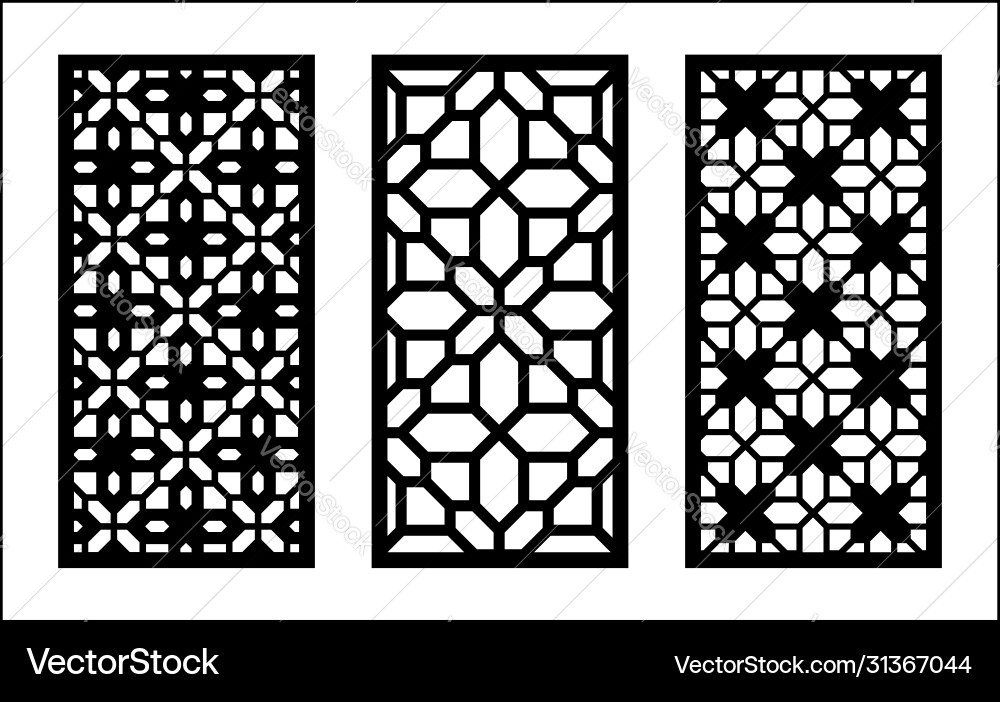 Laser pattern set decorative panels Royalty Free Vector