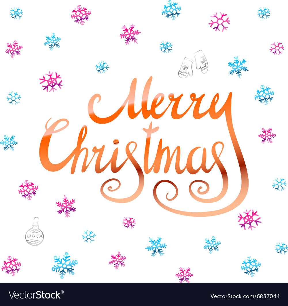 Merry christmas - orange glittering lettering Vector Image