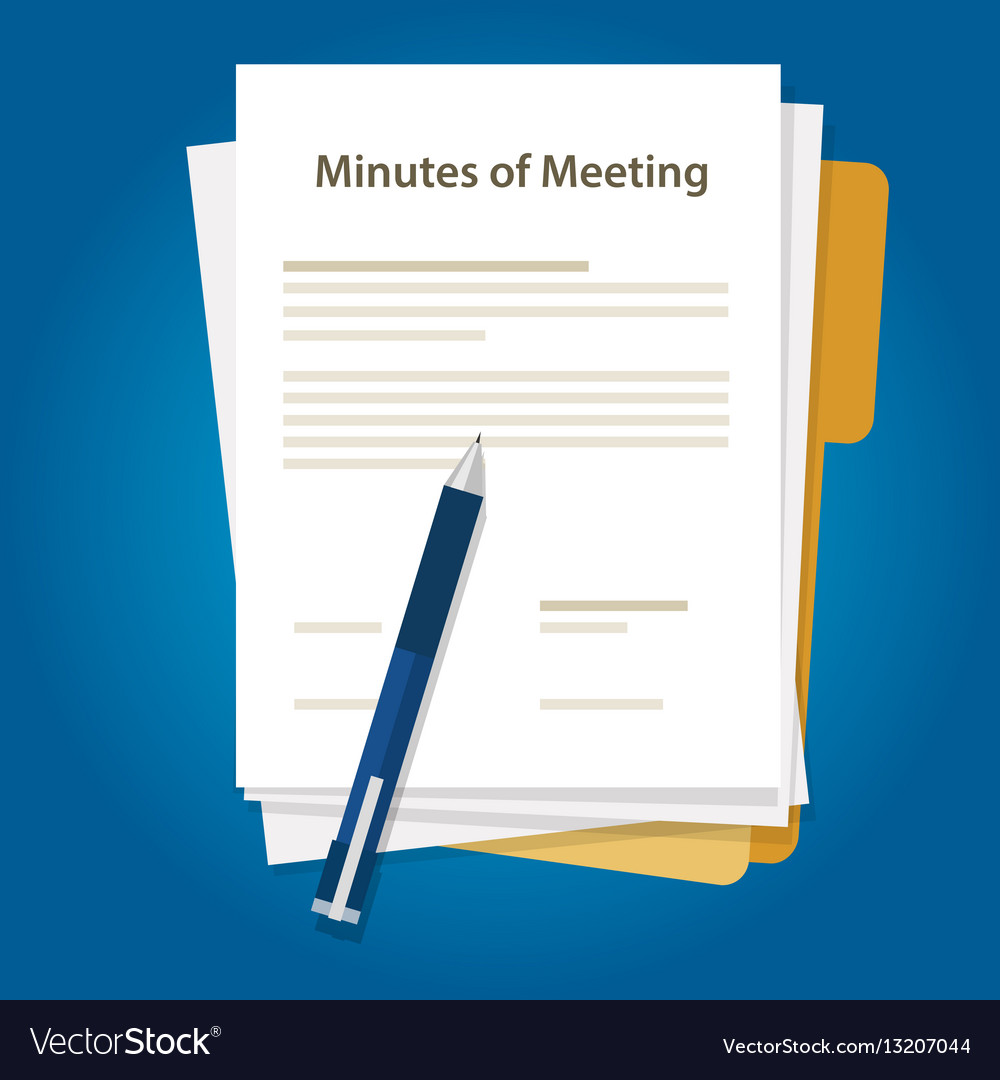 Minutes of meeting document paper write pen about