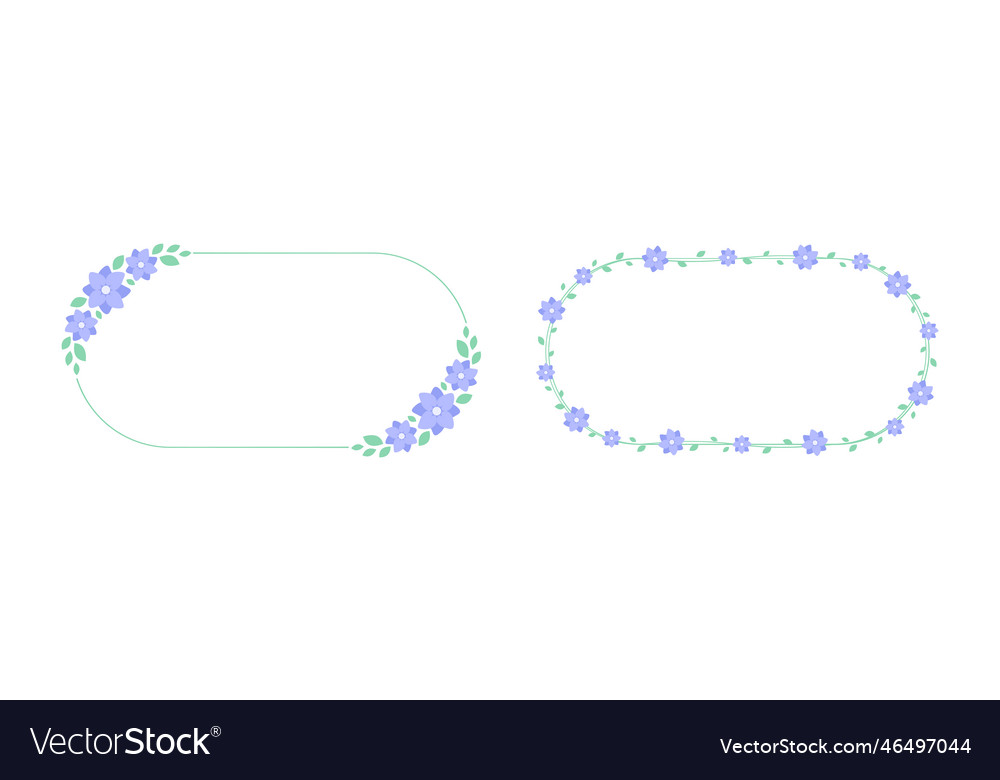 Oval lavender floral frame set botanical flower