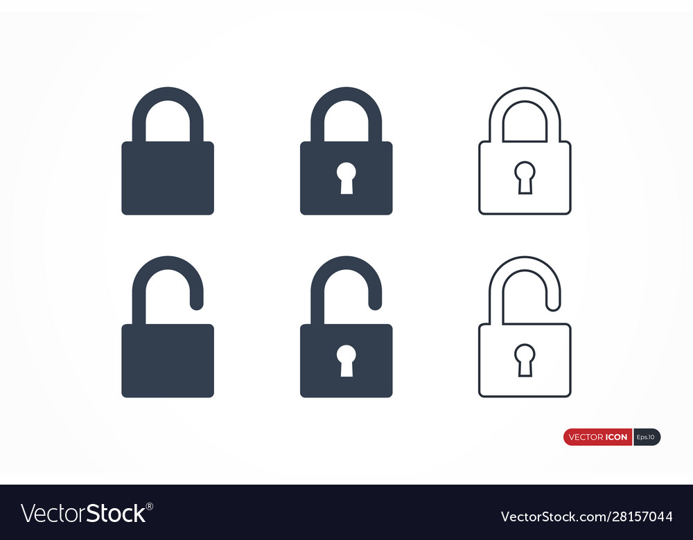 Padlock icons set isolated on white background