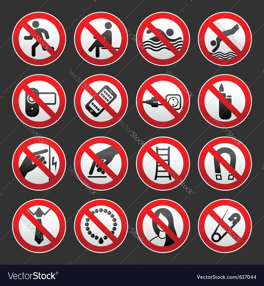 Prohibited signs gray background Royalty Free Vector Image