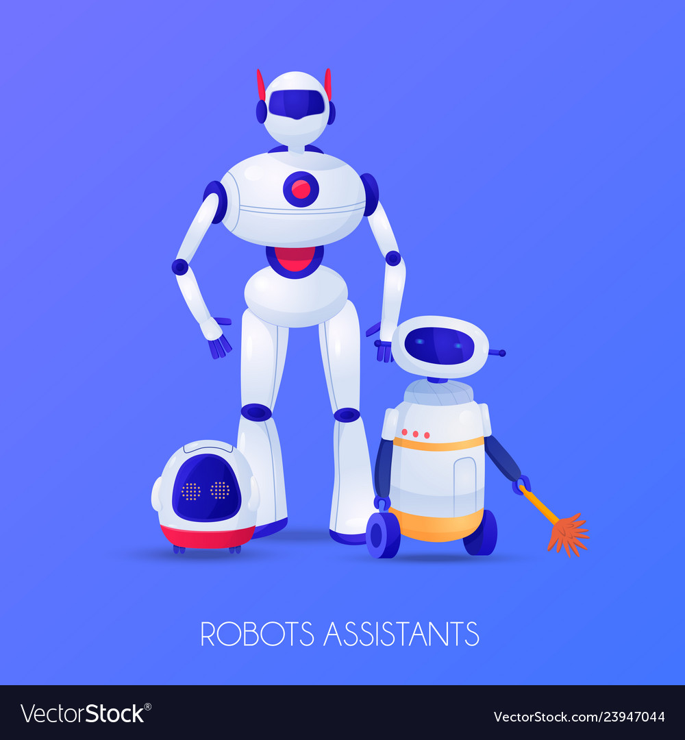 Robots assistants Royalty Free Vector Image VectorStock