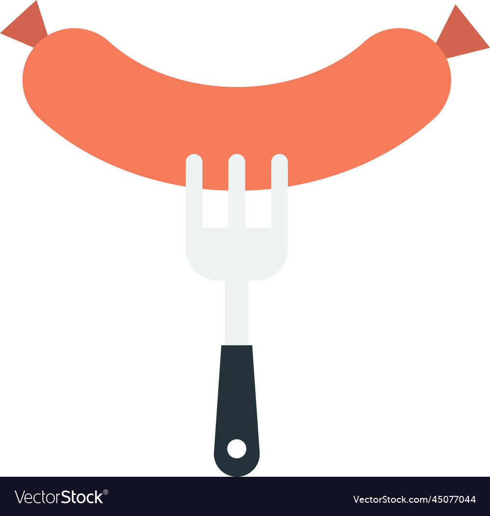 Sausage with fork in minimal style Vector Image Sausage with fork in minimal style