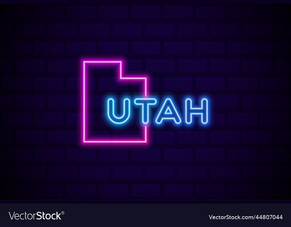 Utah us state glowing neon lamp sign realistic Vector Image