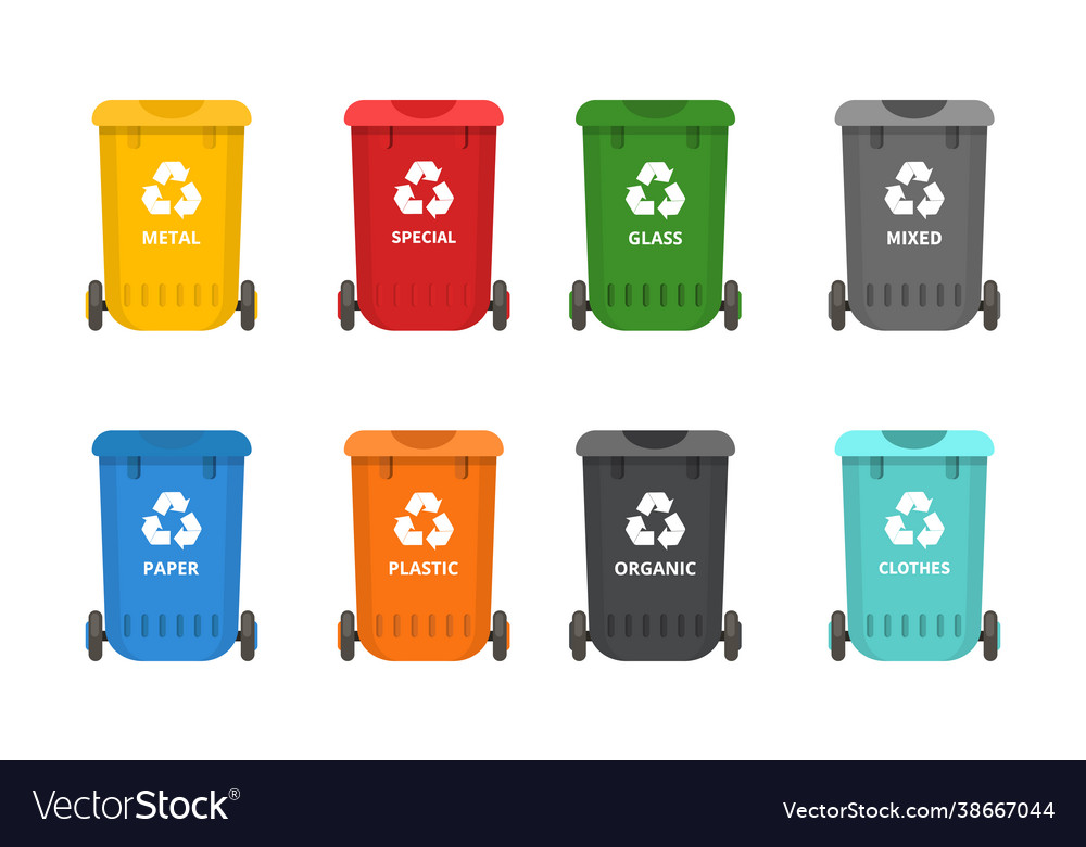 Waste bins for sorting and separating Vector Image Waste bins for sorting and separating