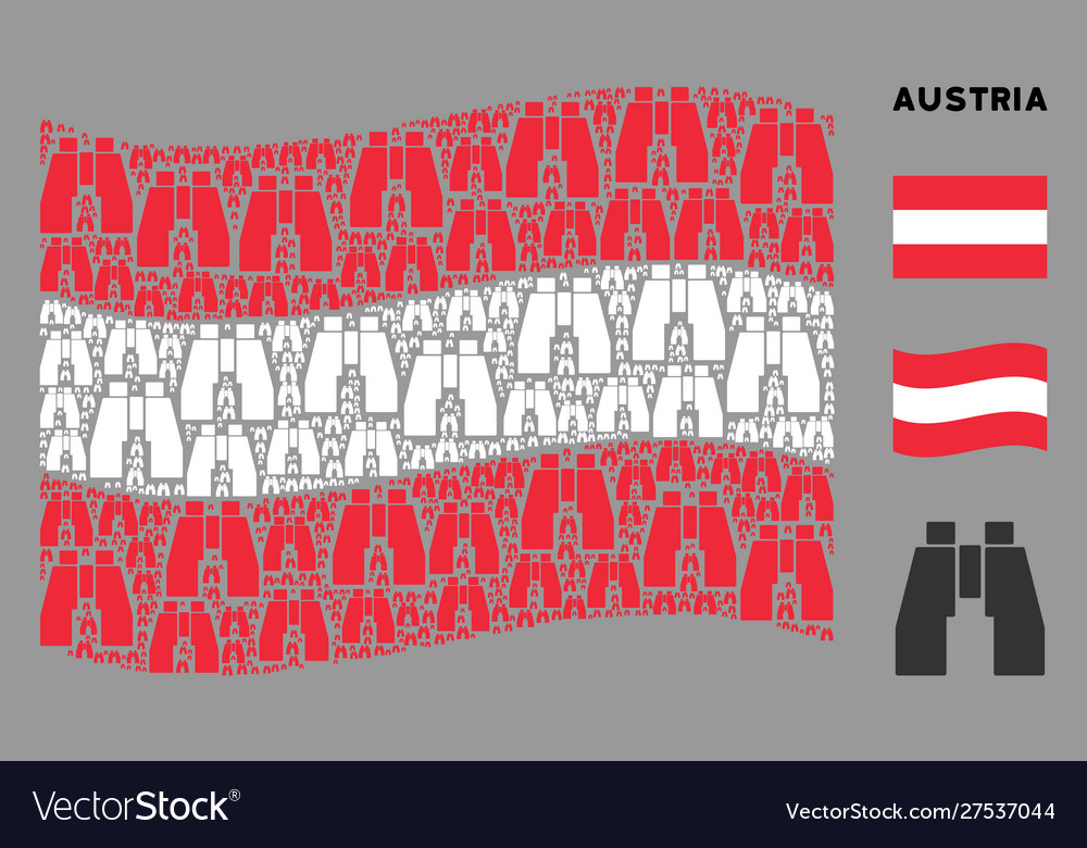 Waving austrian flag pattern find binoculars vector image Waving austrian flag pattern find binoculars