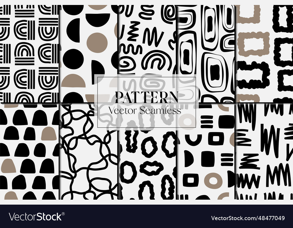 Abstract shapes set of seamless repeat pattern