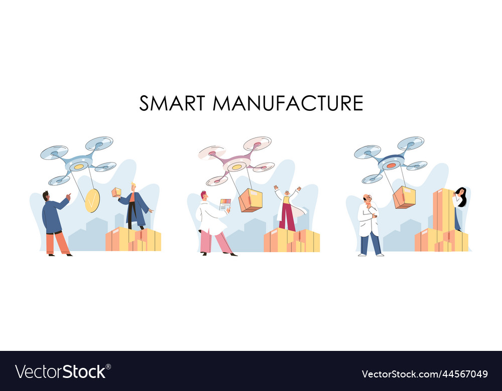 Automation and development of delivery process vector image Automation and development of delivery process