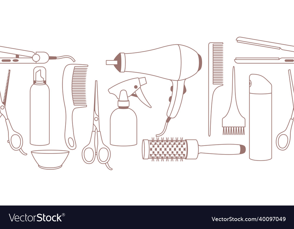 Barbershop Seamless Pattern - Hair Tools