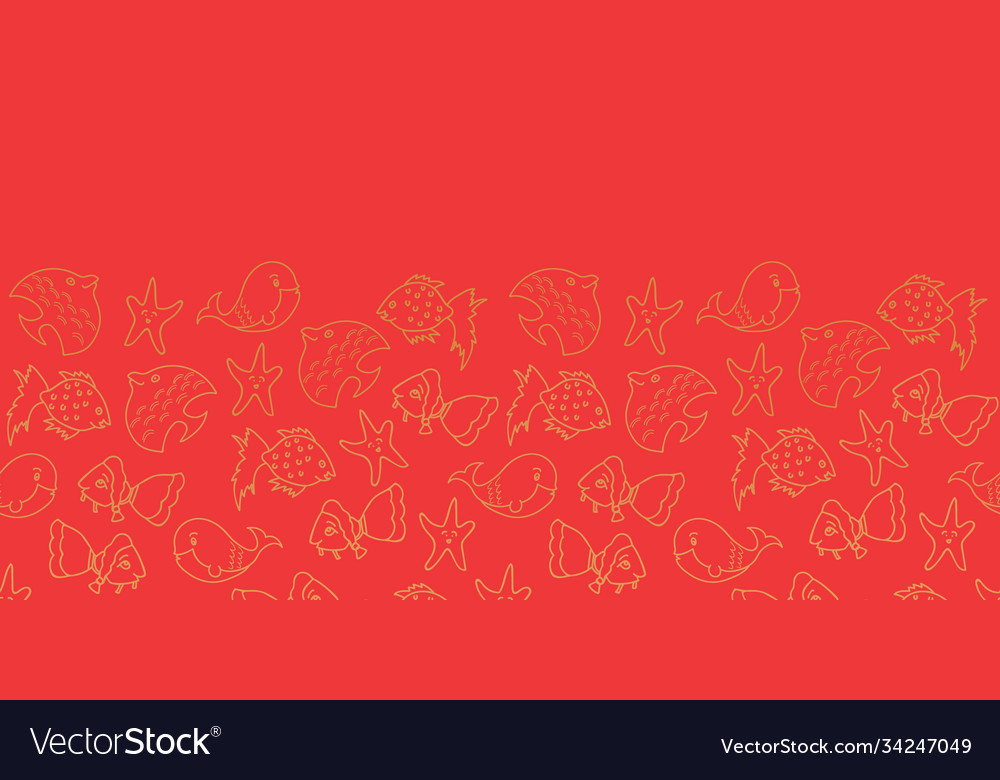 Border aquatic seamless pattern background vector image Border aquatic seamless pattern background