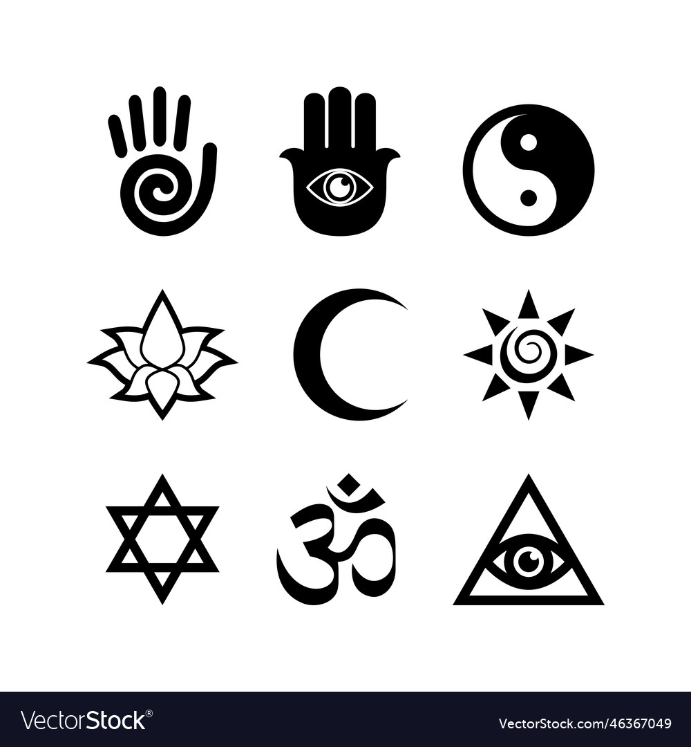 Esoteric And Spiritual Black White Icon Set Vector Image Esoteric And Spiritual Black White Icon Set Vector Image