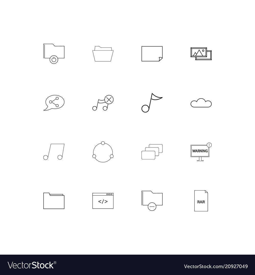 Files and folders sign linear thin icons set
