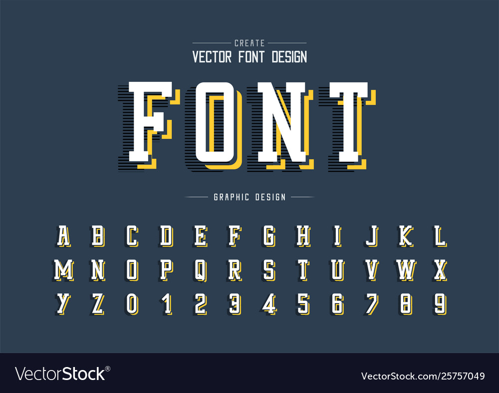 Font and alphabet line typeface number vector image Font and alphabet line typeface number