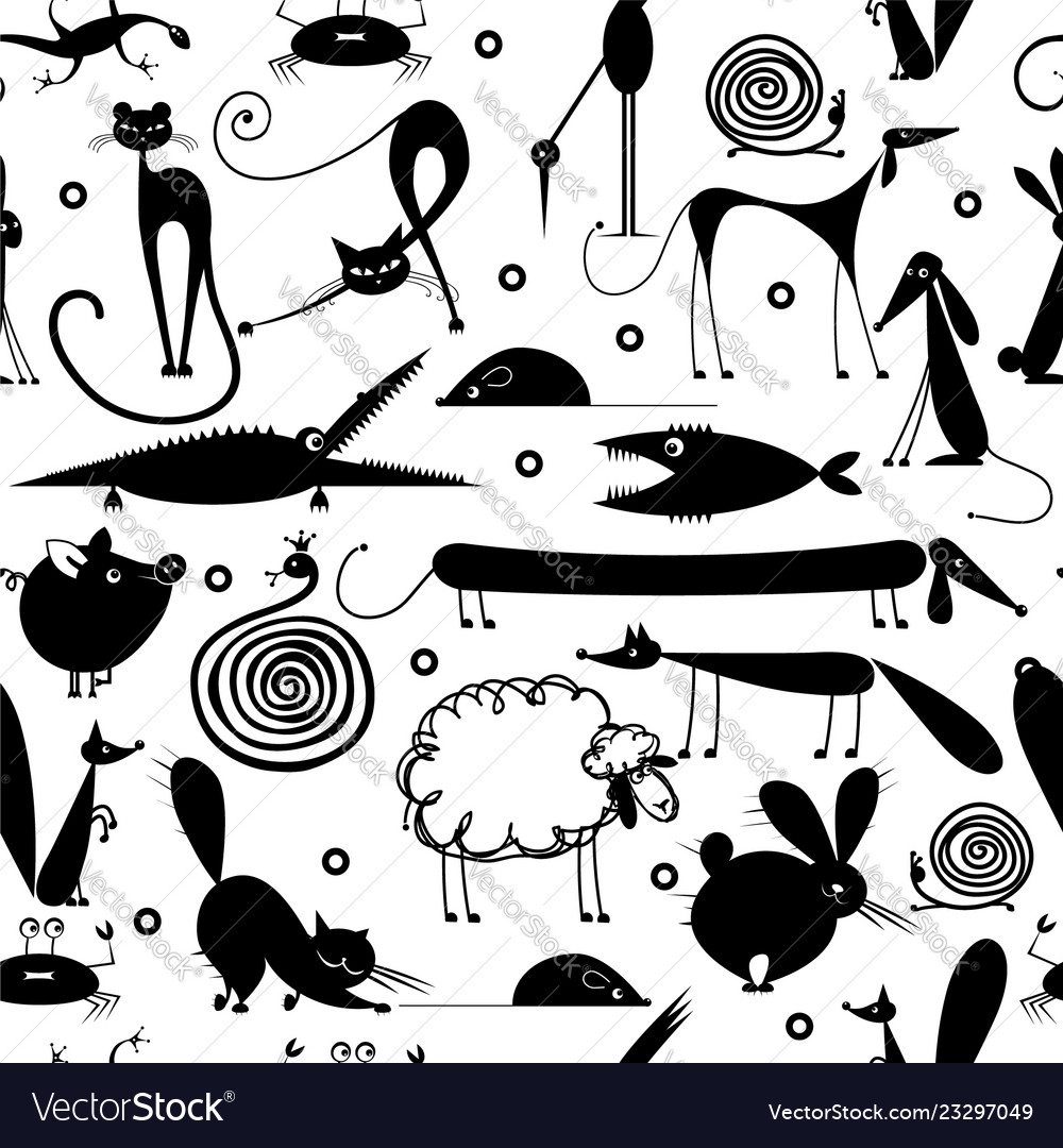 Funny animals seamless pattern for yor design Vector Image