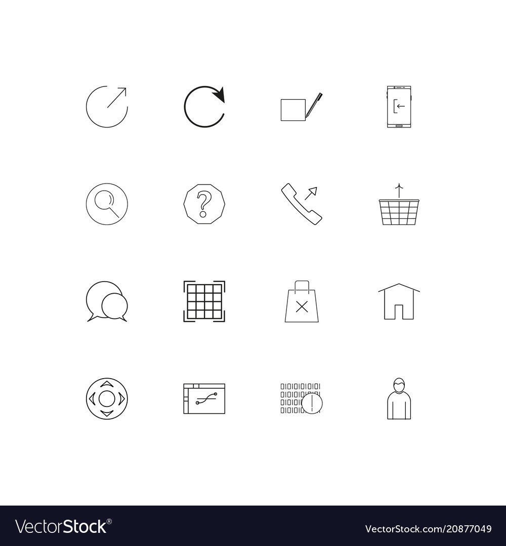 Interface linear thin icons set outlined simple vector image Interface linear thin icons set outlined simple