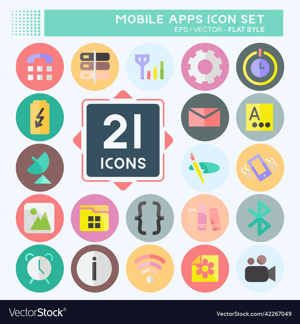 Mobile apps icon set suitable for web interface vector image Mobile apps icon set suitable for web interface