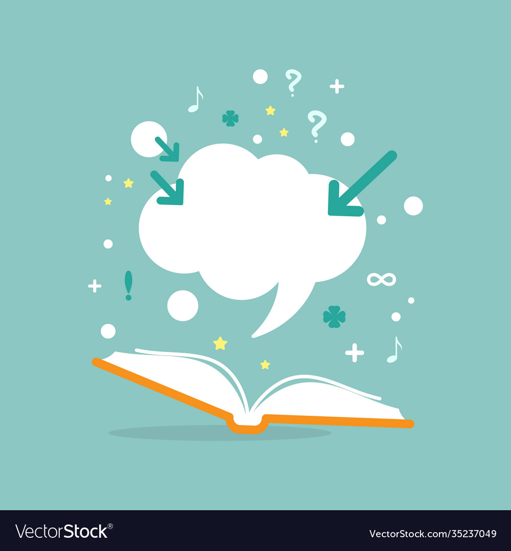 Open Book with Question Marks and Arrows