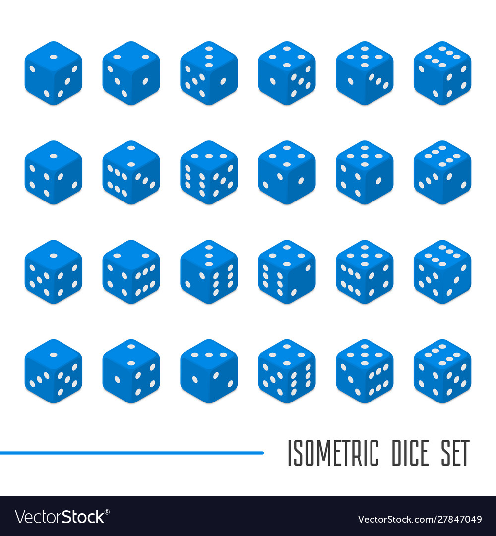 Set blue isometric dice