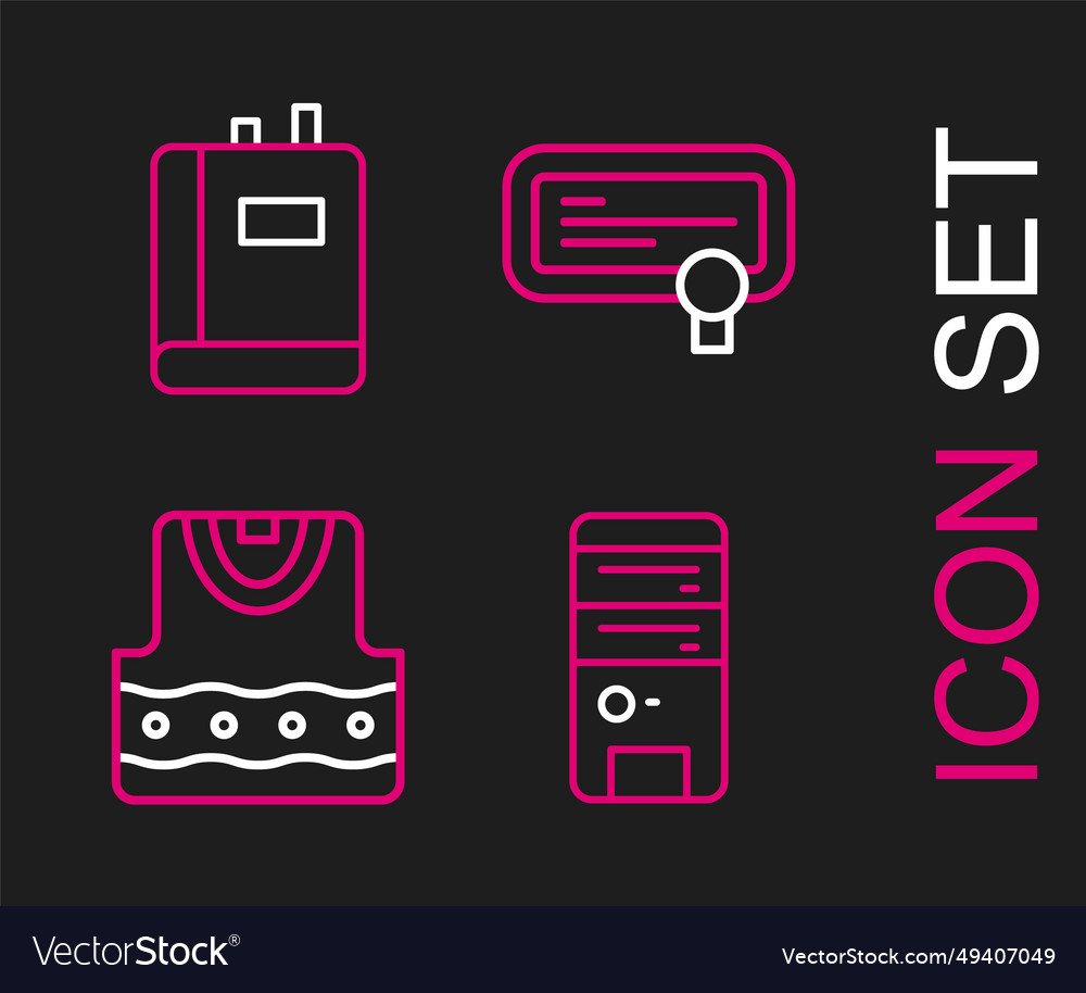 Set line computer waistcoat certificate template vector image Set line computer waistcoat certificate template