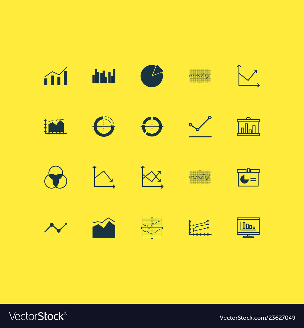 Set of graphs diagrams and statistics icons vector image Set of graphs diagrams and statistics icons