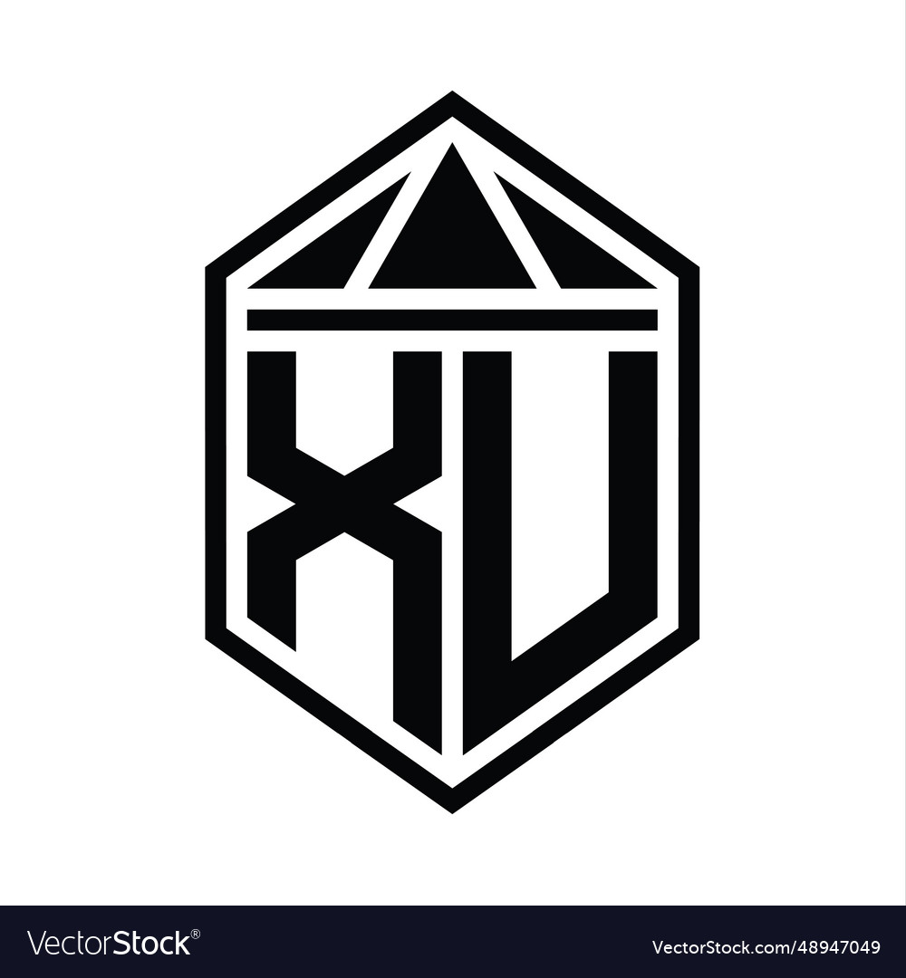 Xu letter logo monogram simple hexagon shield Vector Image