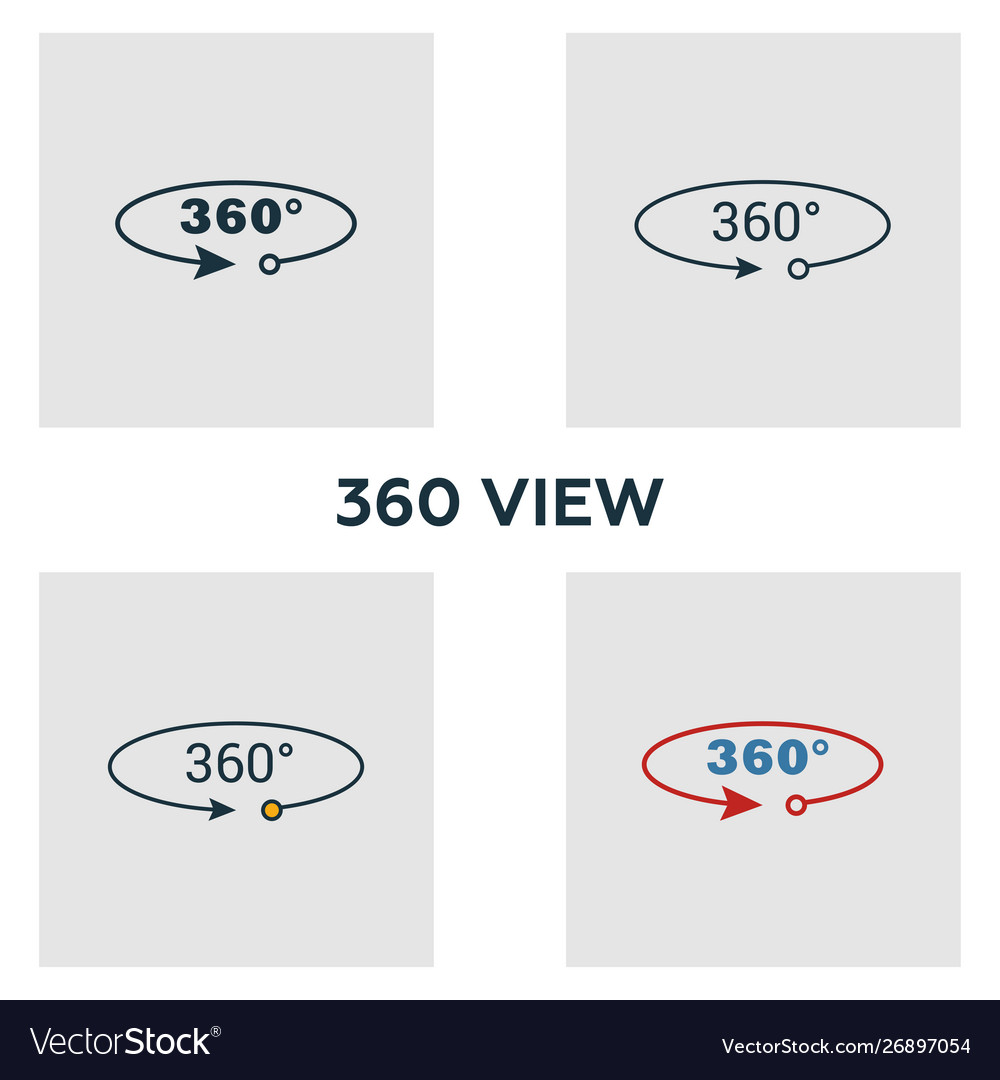 360 view icon set four elements in different