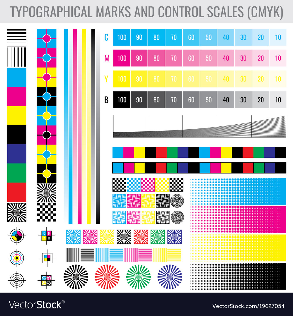 Cmyk Press Print Marks And Colour Tone Gradient Vector Image